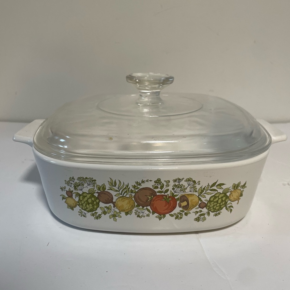 Vintage Corning Ware Spice of Life Casserole Dish with Lid – 8” x 8”